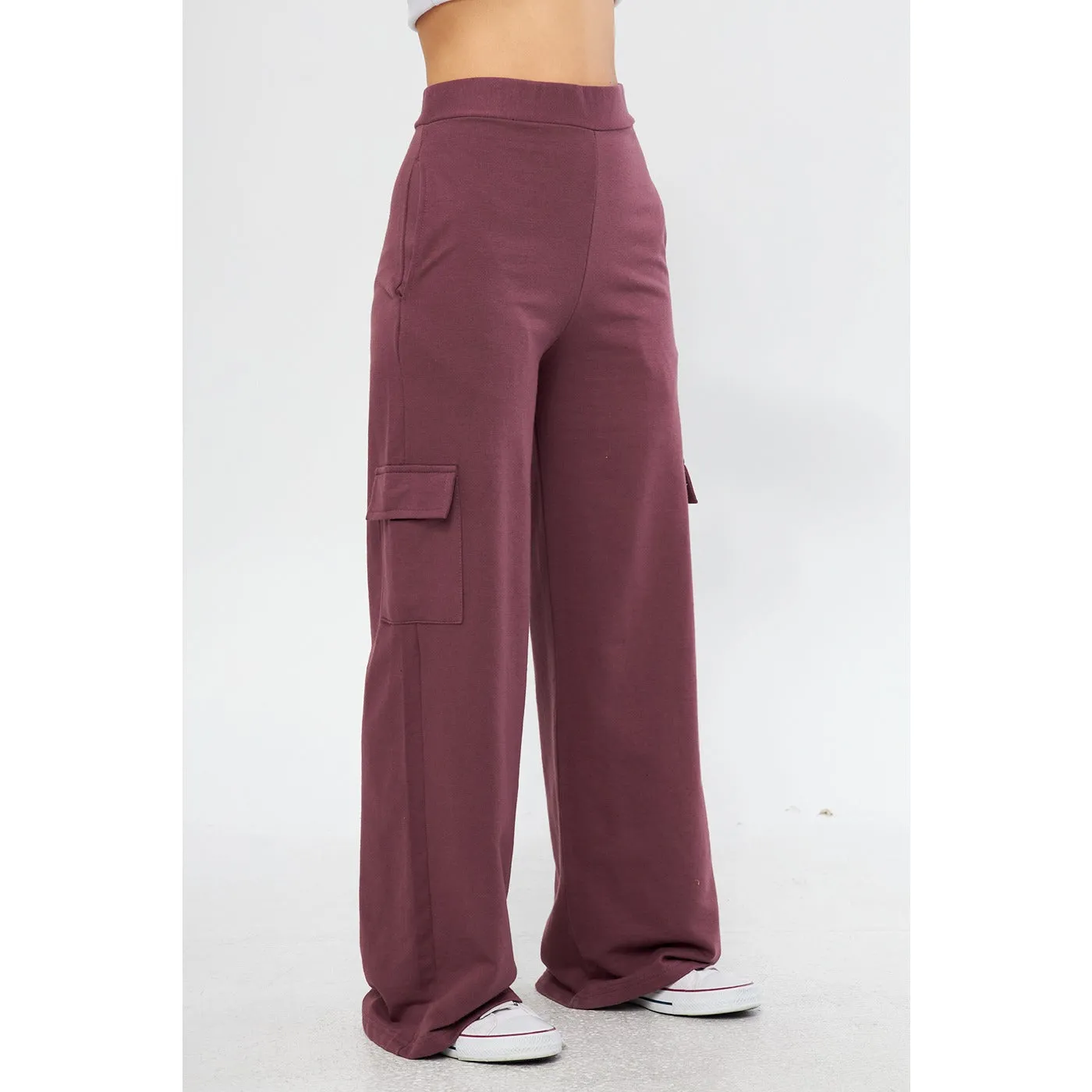 Mauve Purple Wide Leg Cargo Trousers