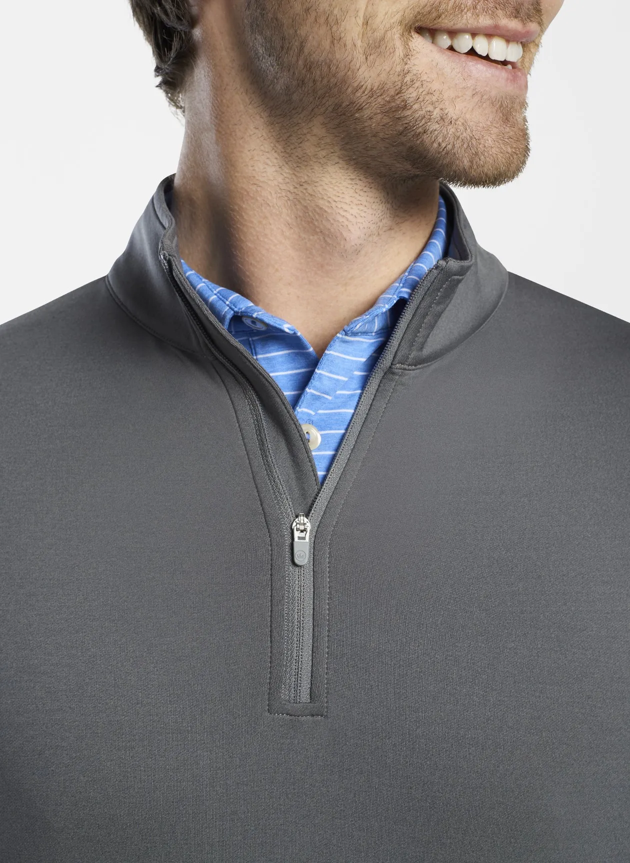 Melange Perth Performance Quarter-Zip in Smoke by Peter Millar