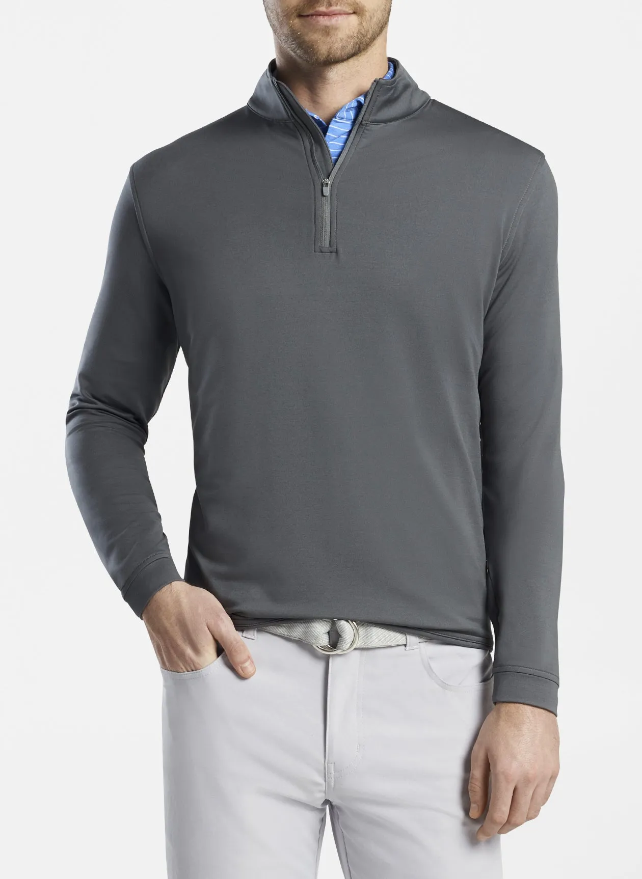 Melange Perth Performance Quarter-Zip in Smoke by Peter Millar