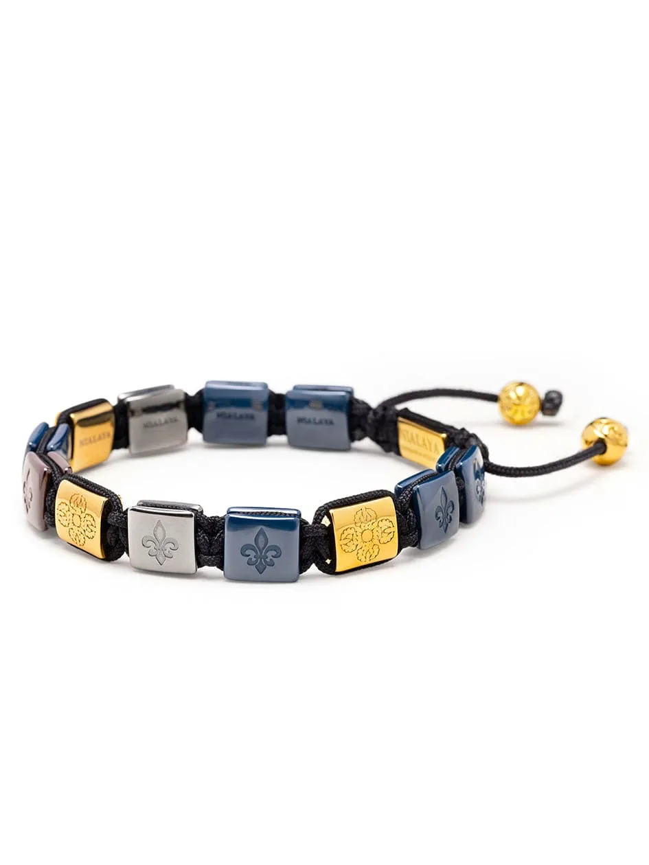 Men's Ceramic Flatbead Bracelet in Black, Blue, Red and Gold