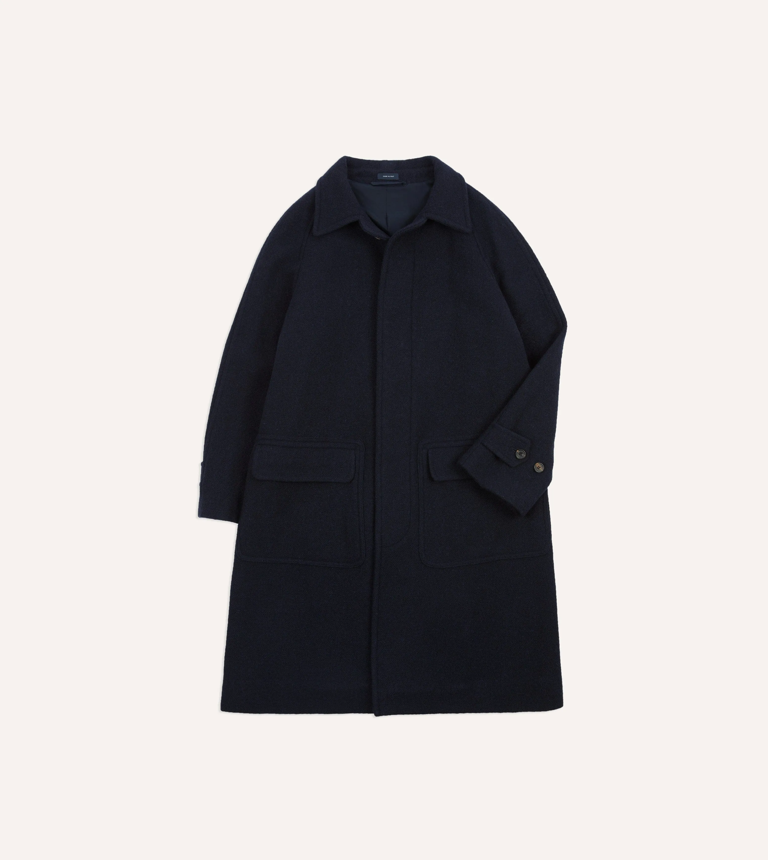 Navy Wool Raglan Coat