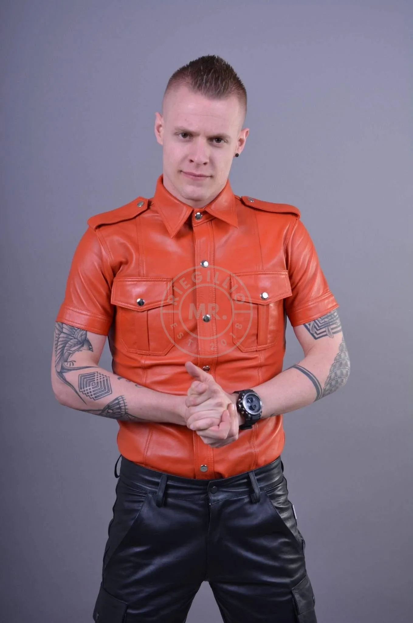 Orange Leather Shirt