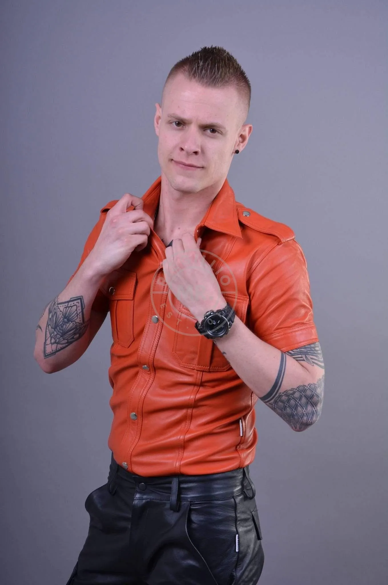 Orange Leather Shirt