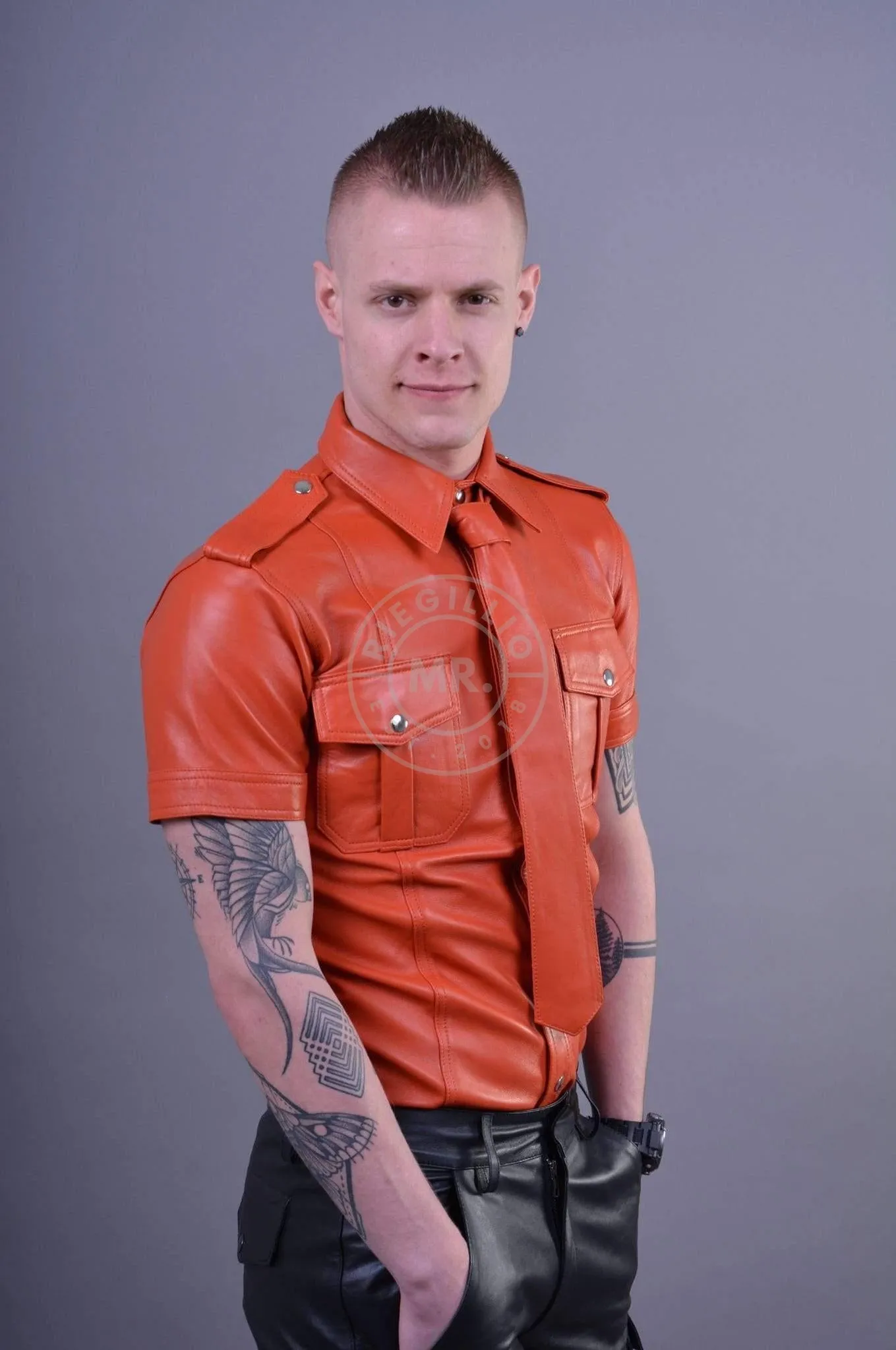 Orange Leather Shirt