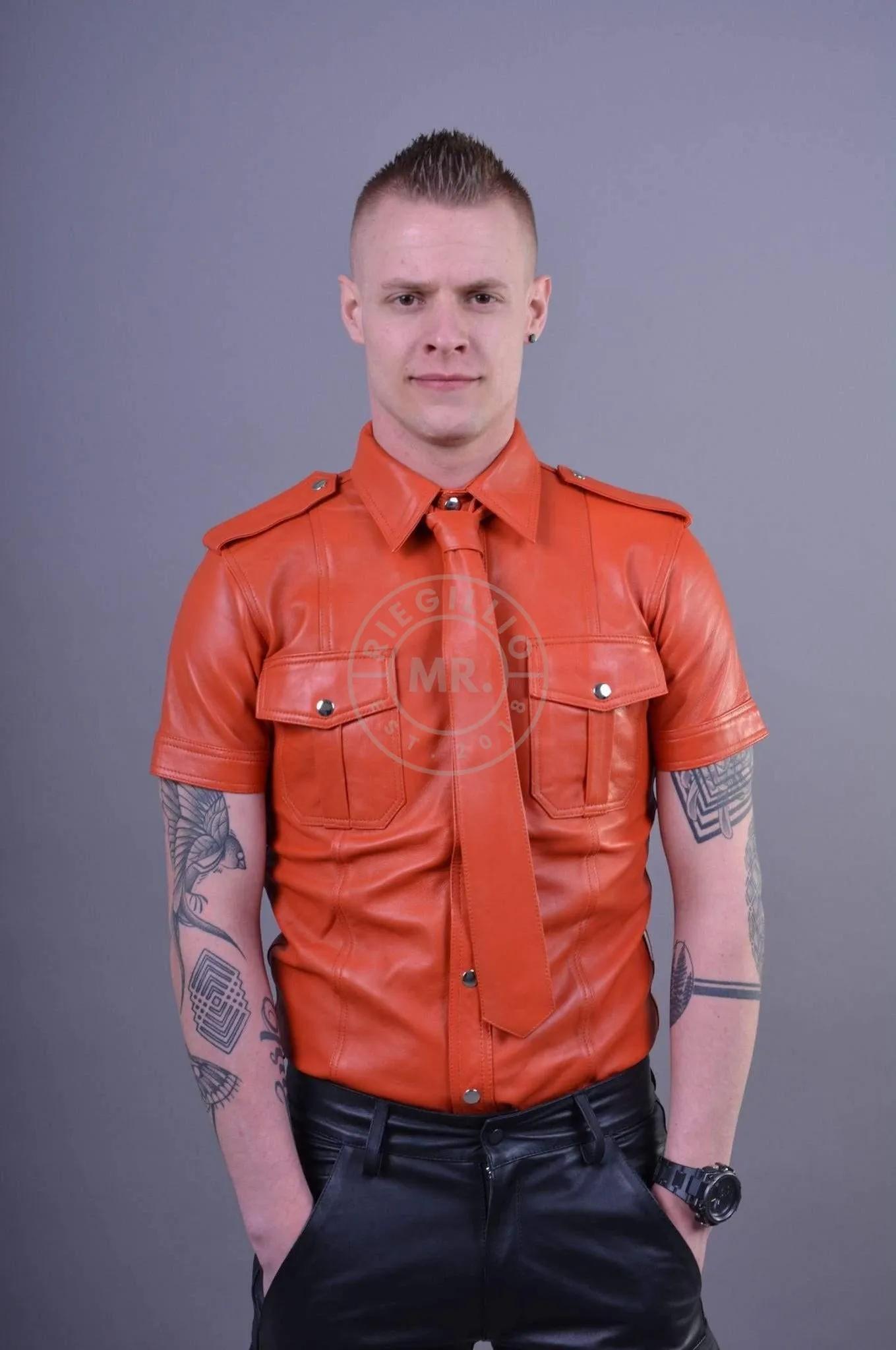 Orange Leather Shirt