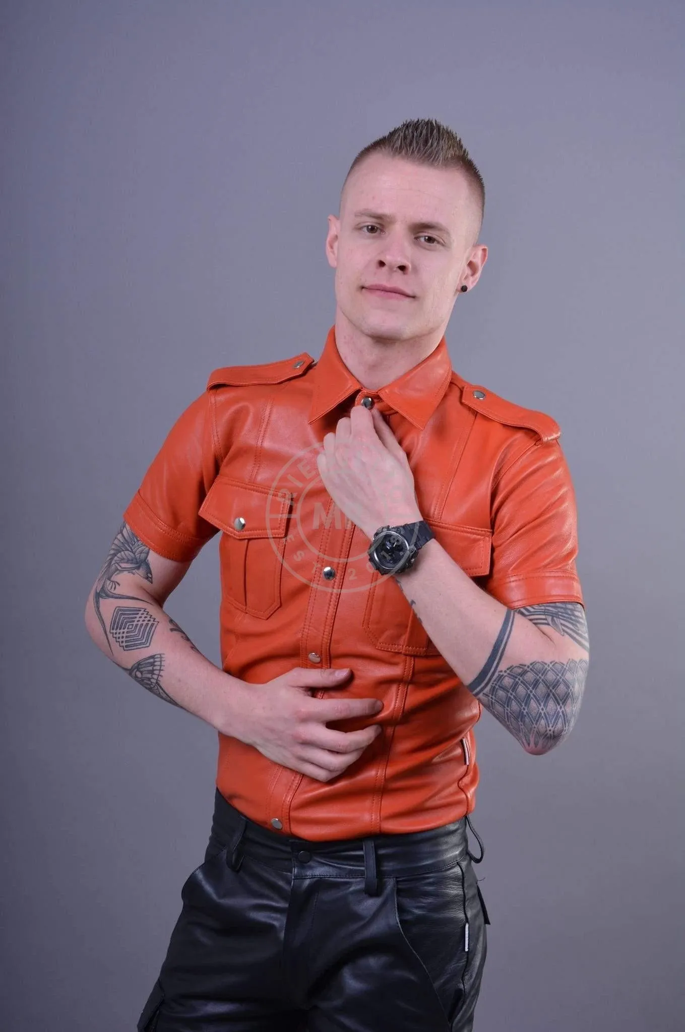 Orange Leather Shirt