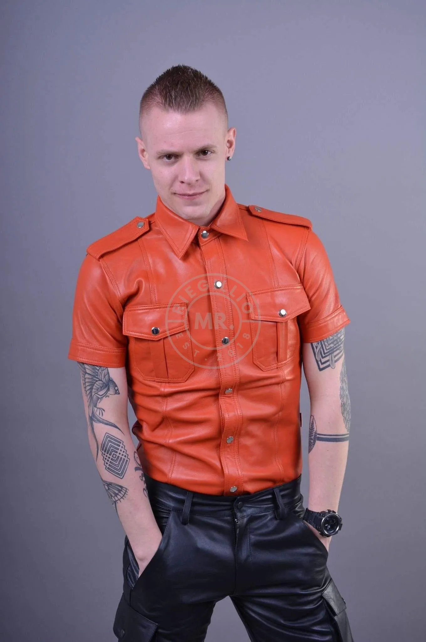 Orange Leather Shirt