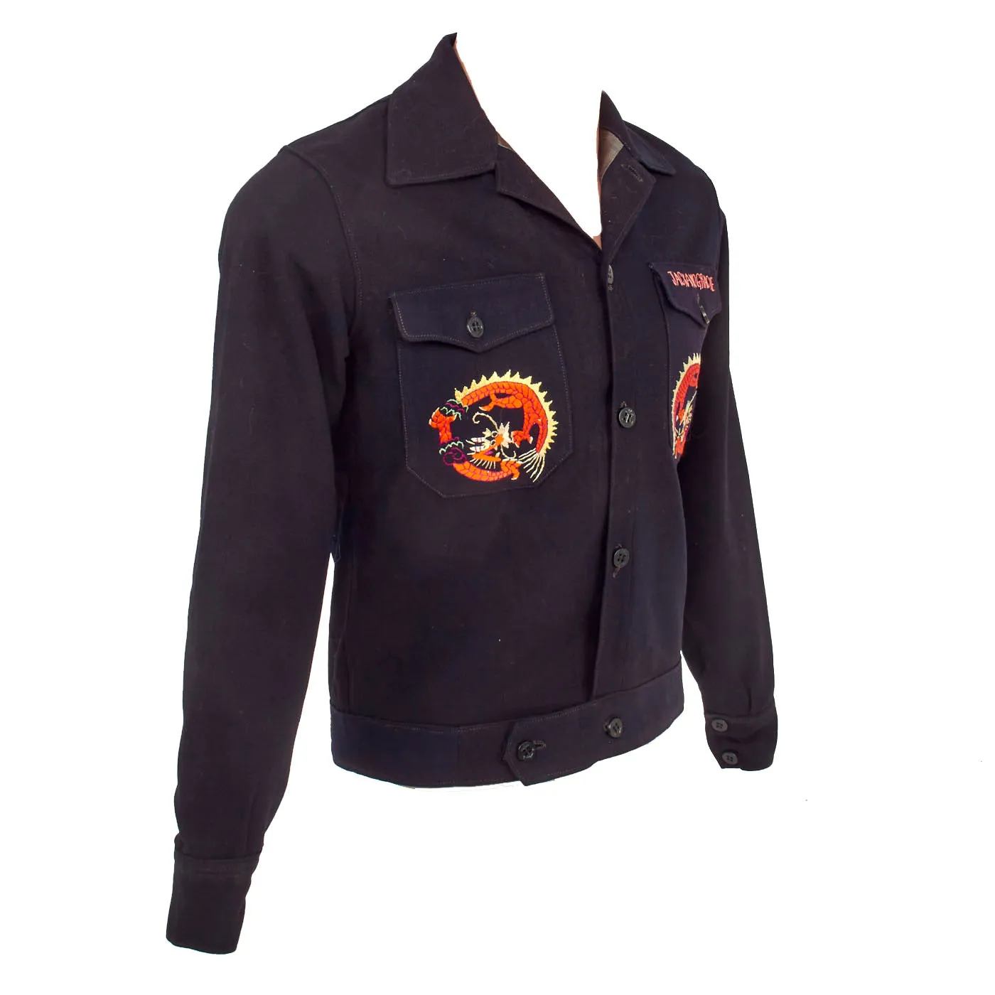 Original U.S. WWII US Navy Chief Petty Officer Shirt Custom Tailored As A Souvenir Jacket With Extensive Chinese Embroidery