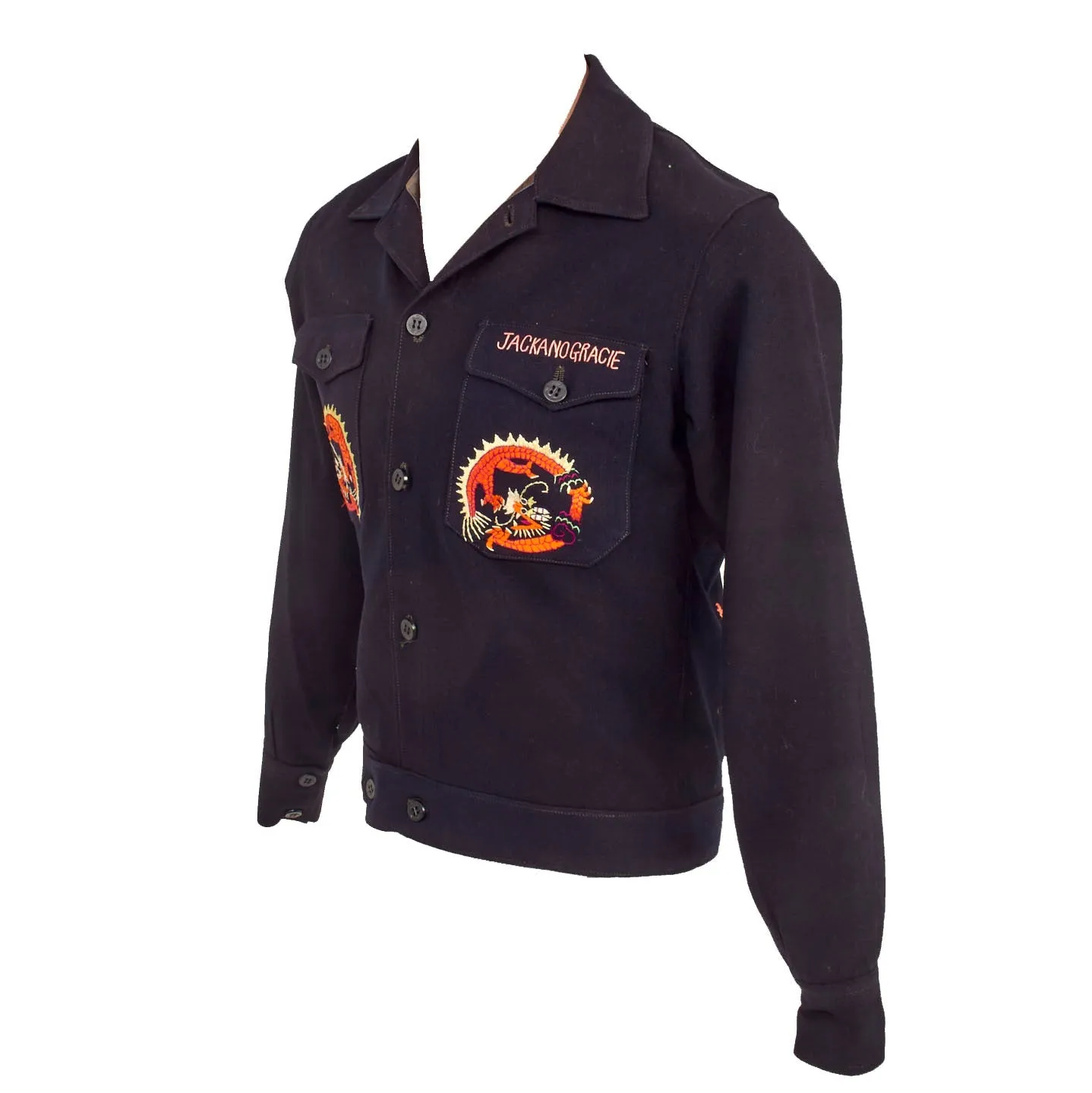 Original U.S. WWII US Navy Chief Petty Officer Shirt Custom Tailored As A Souvenir Jacket With Extensive Chinese Embroidery