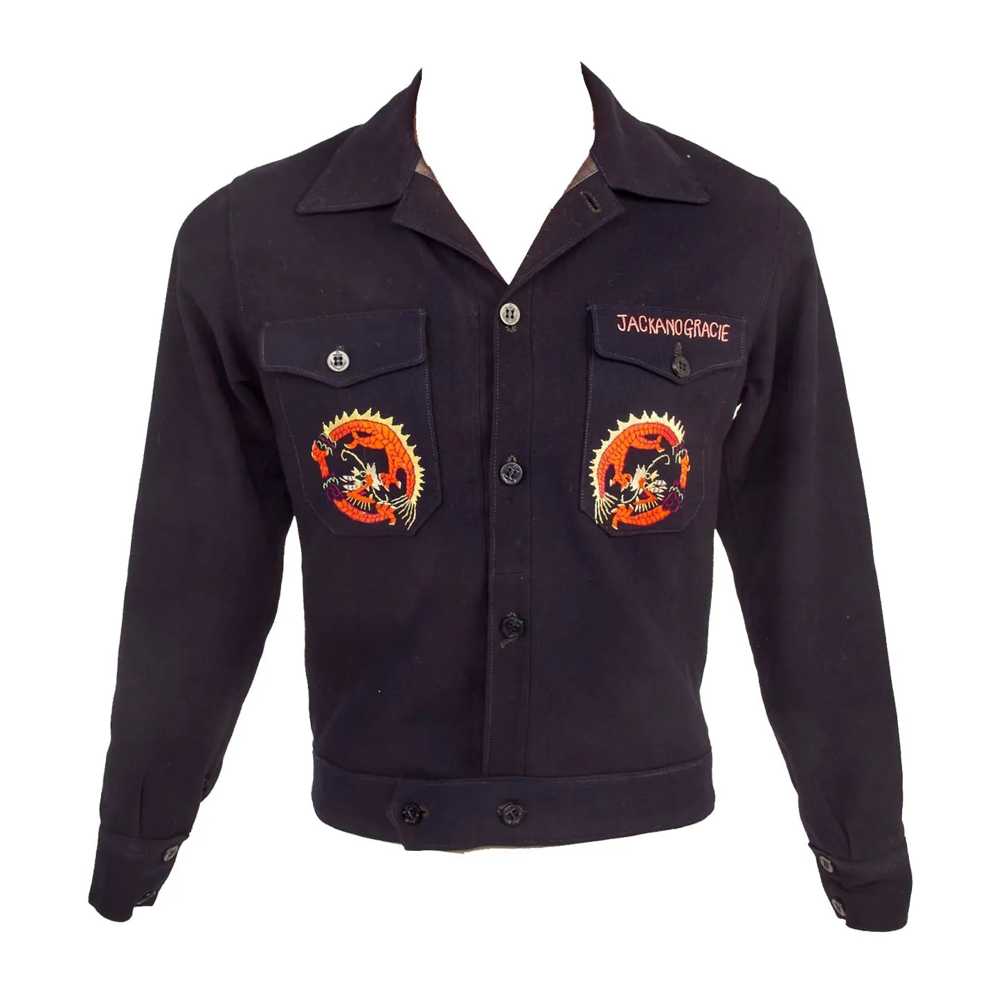 Original U.S. WWII US Navy Chief Petty Officer Shirt Custom Tailored As A Souvenir Jacket With Extensive Chinese Embroidery