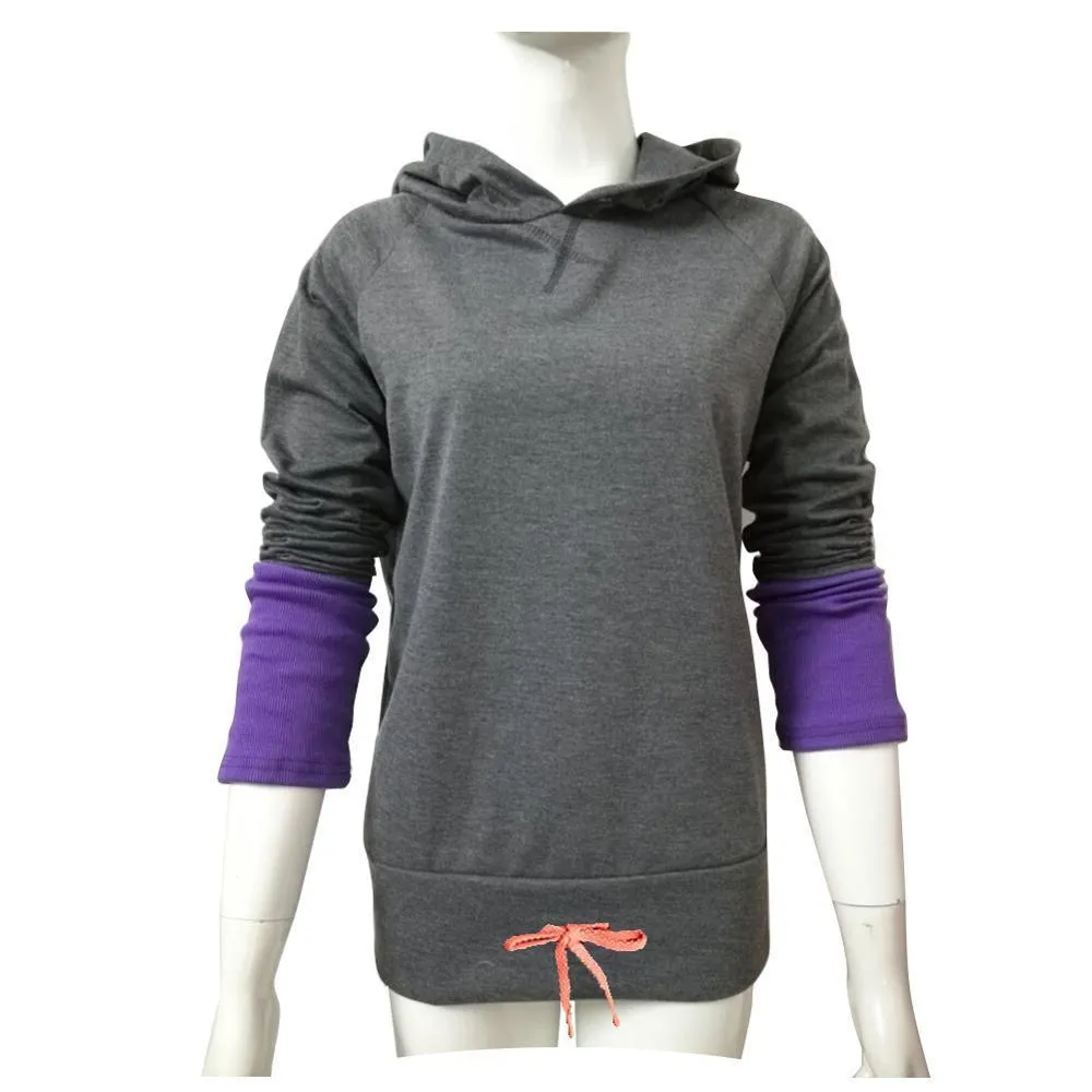 Patchwork Long-sleeved Pullovers Hoodies