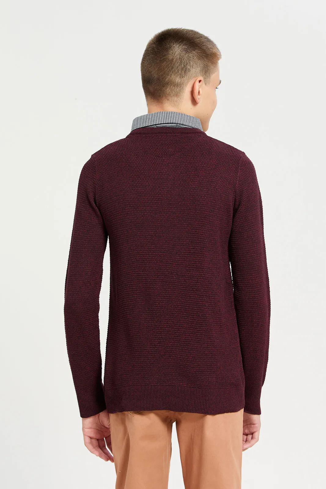 Senior Boys Burgundy Collared Sweater