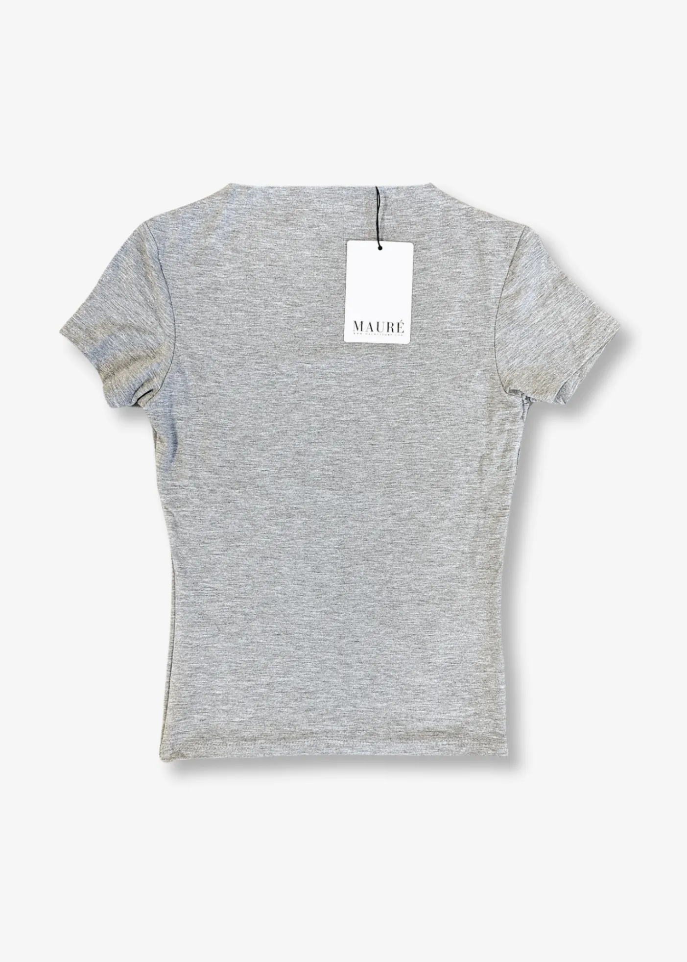 Short sleeve top long light grey melange