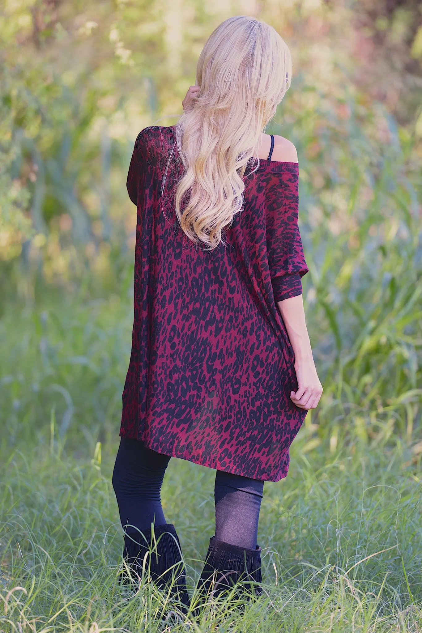 The Edge of Perfection Leopard Tunic - Wine