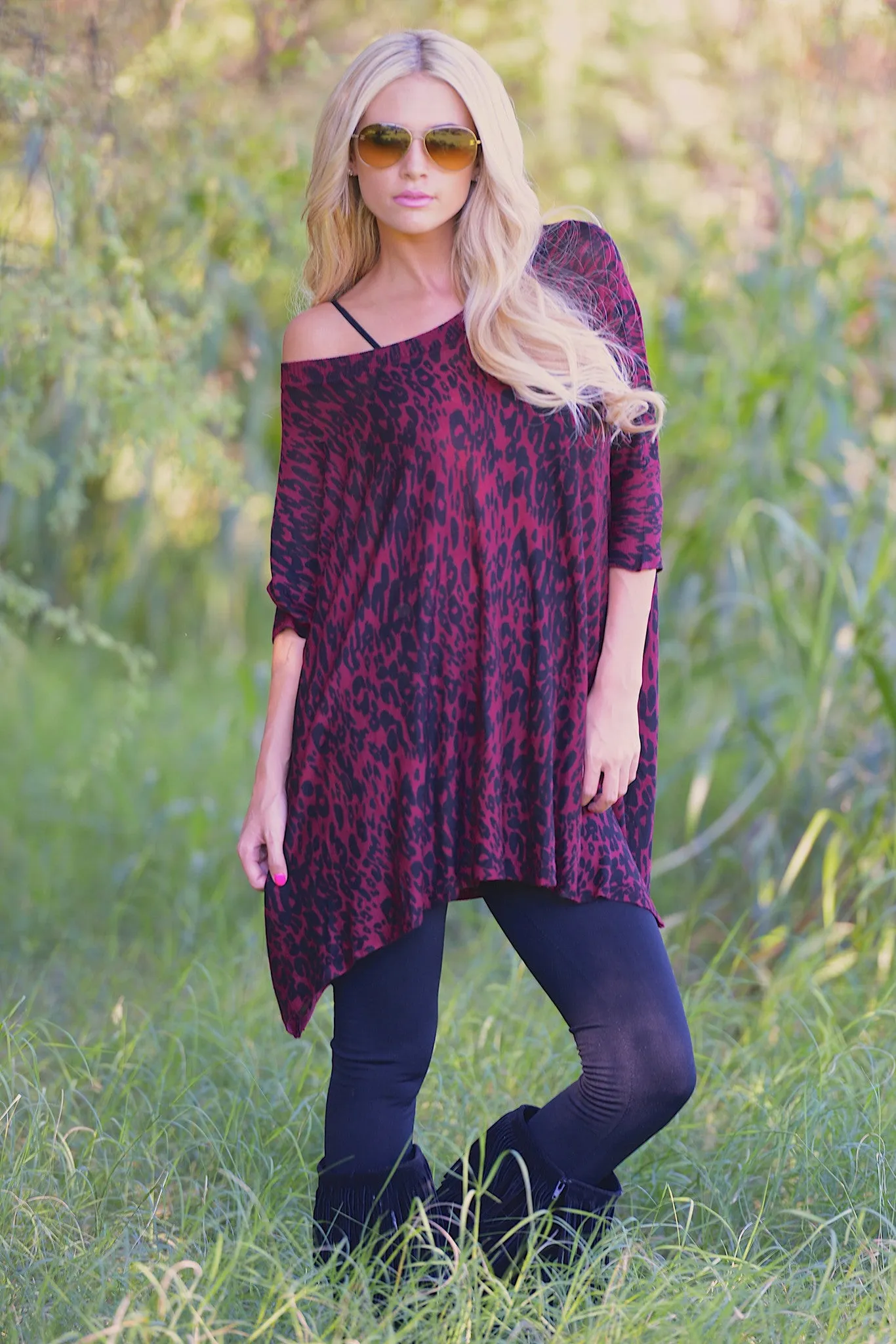 The Edge of Perfection Leopard Tunic - Wine