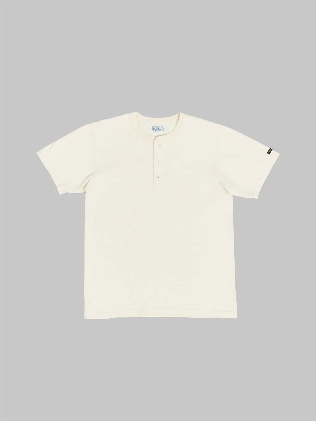 The Flat Head Loopwheeled Heavyweight Plain Henley Neck T-Shirt Ivory