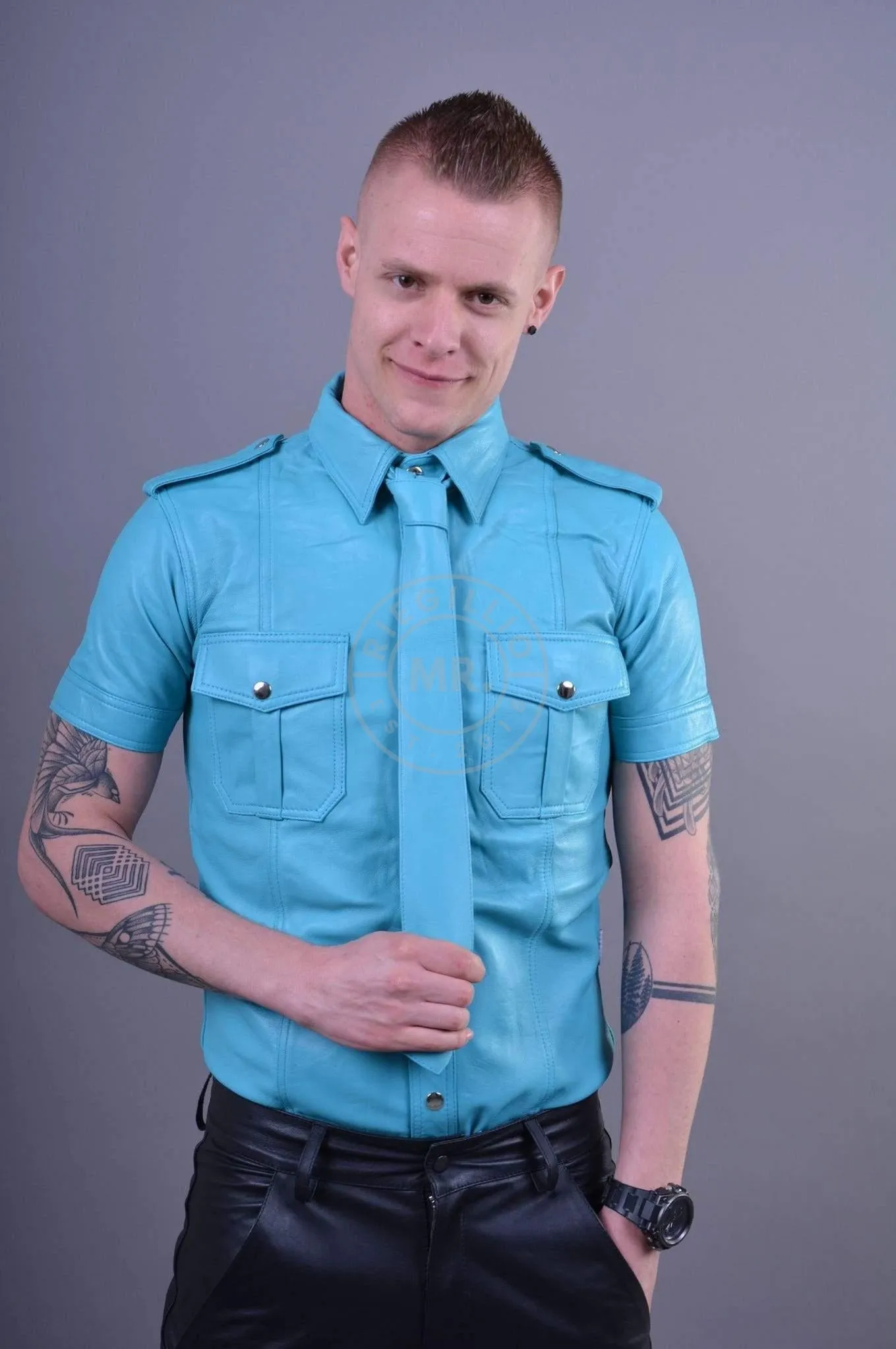 Turquoise Leather Shirt