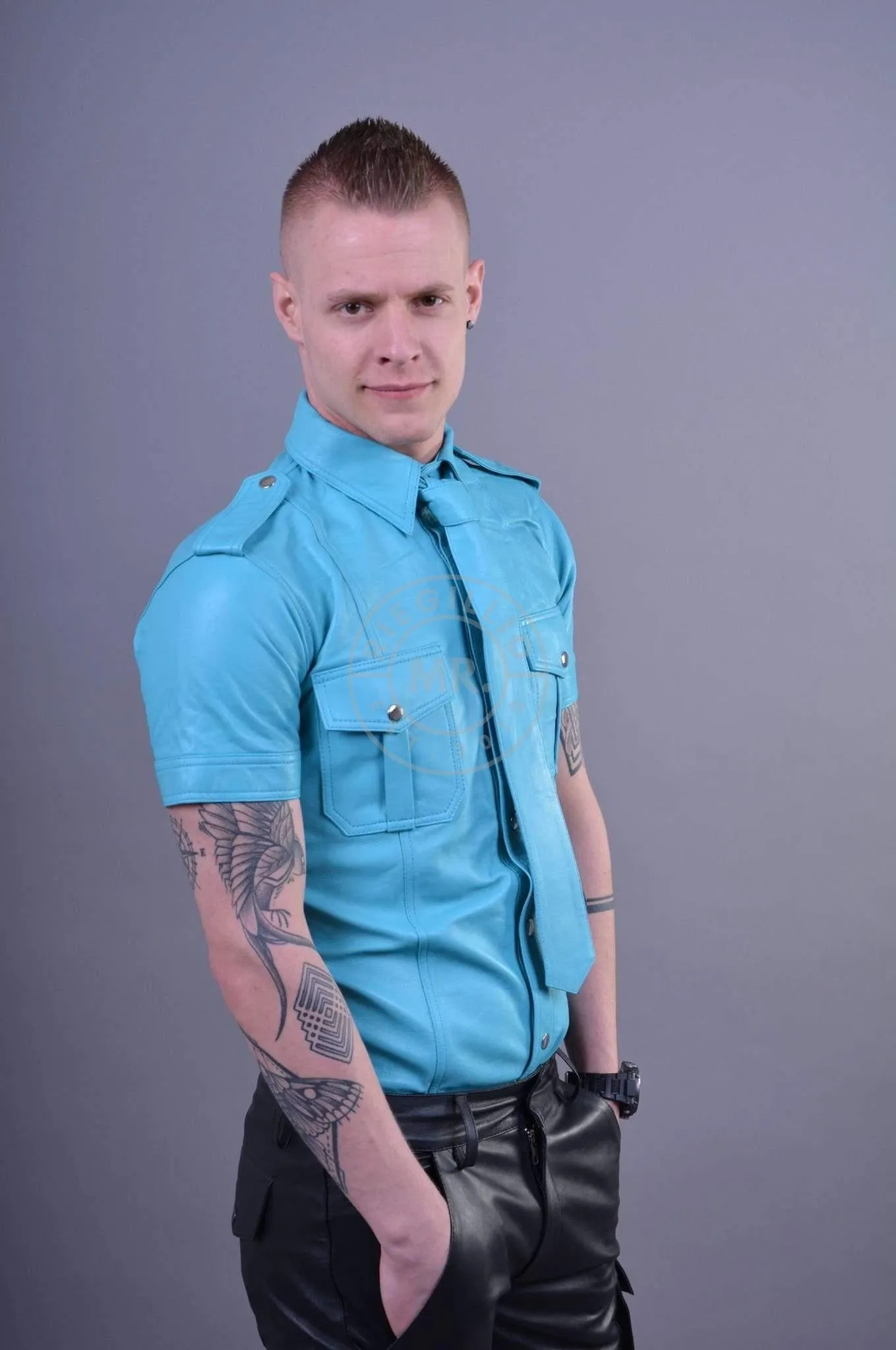 Turquoise Leather Shirt