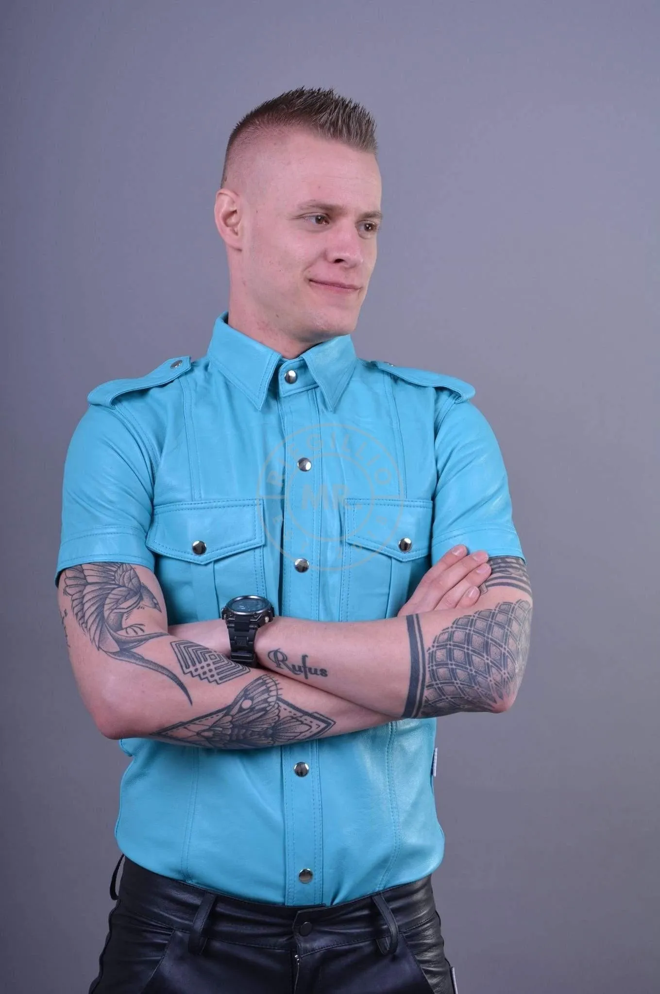 Turquoise Leather Shirt