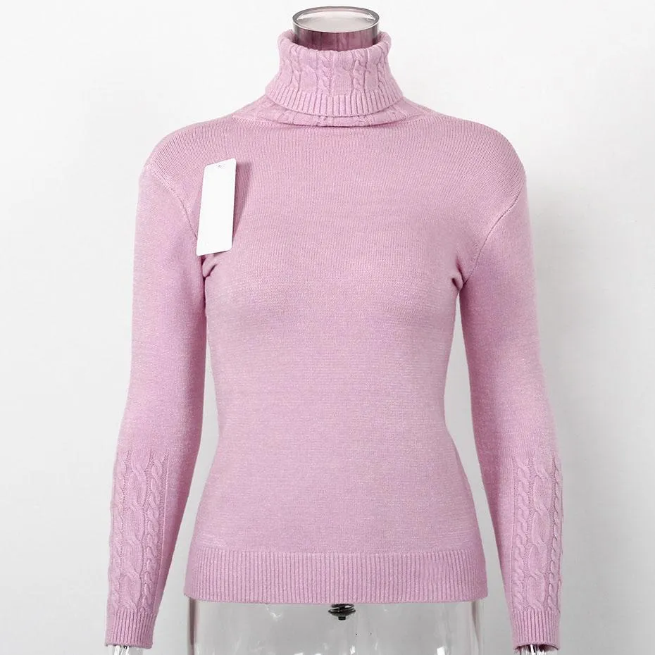 Turtleneck Knitted Slim Long Sleeve Sweater