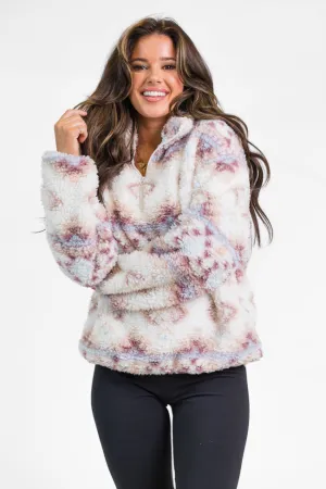 Way Out There Southwestern Print Sherpa Pullover FINAL SALE