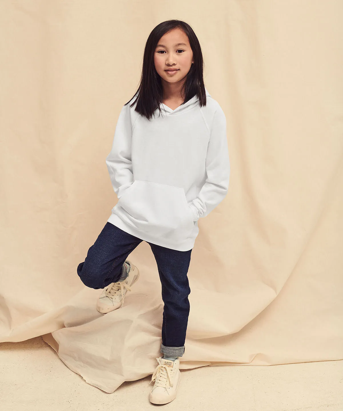 White - Kids lightweight hooded sweatshirt