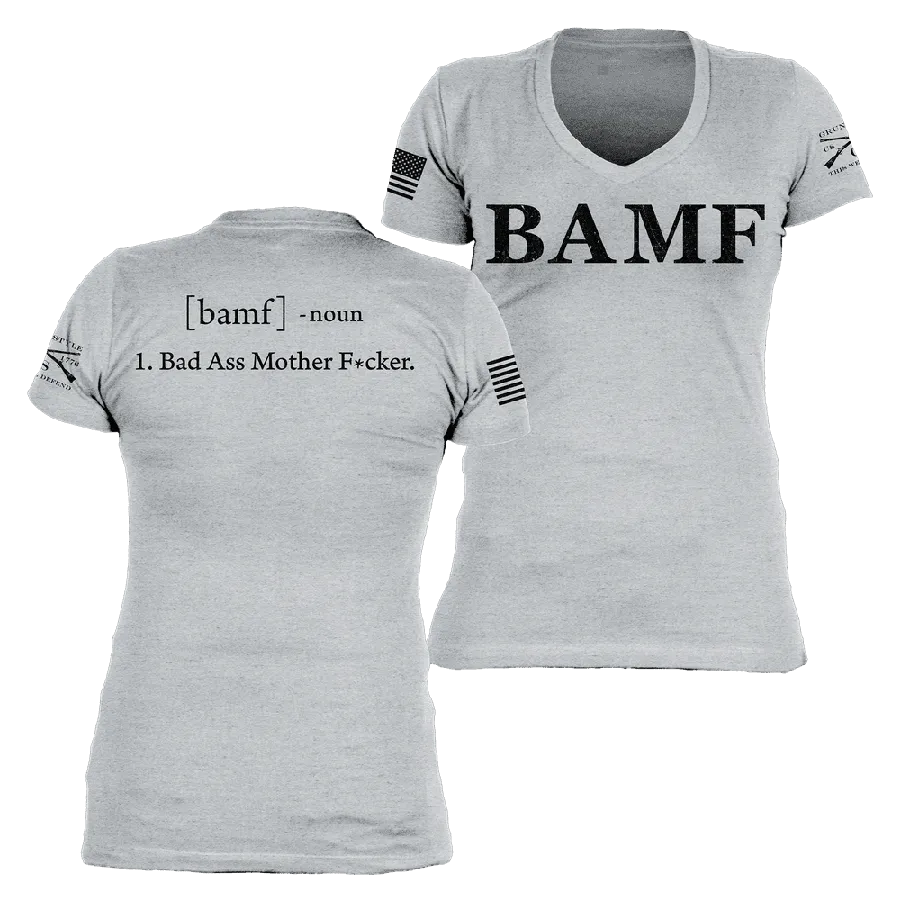 Women's BAMF V-Neck - Heather Gray