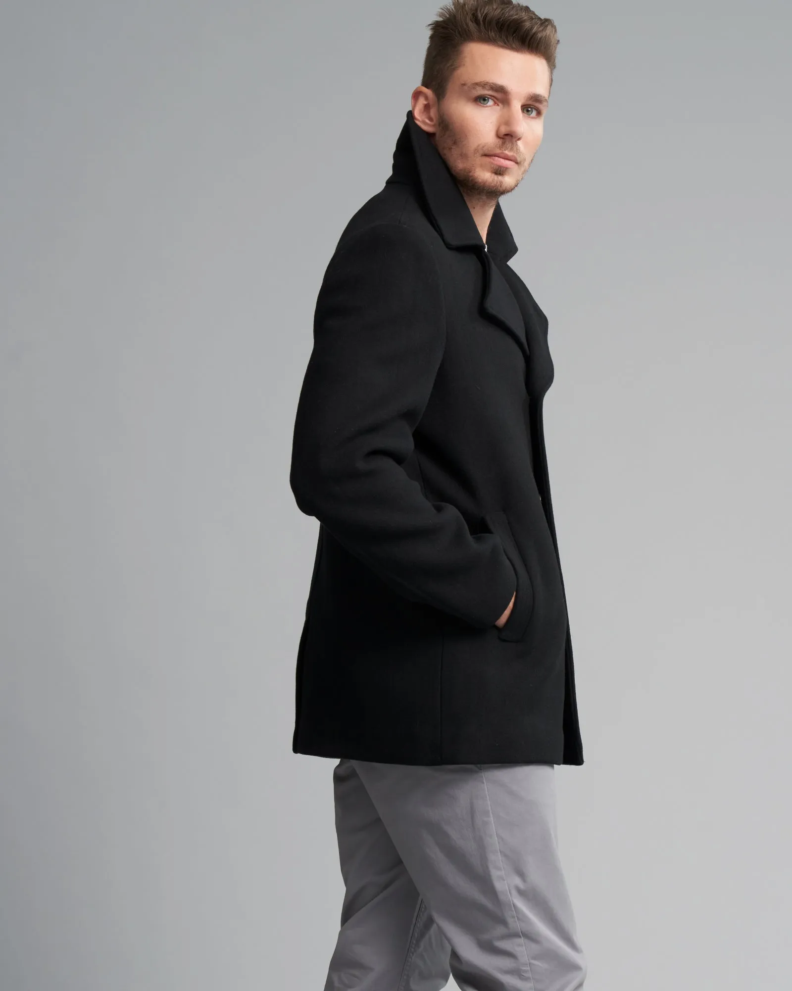 WOOL-BLEND PEA COAT