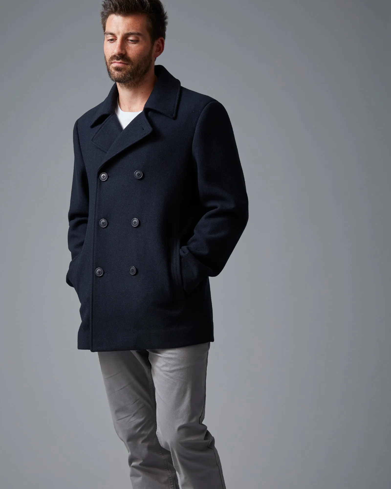 WOOL-BLEND PEA COAT