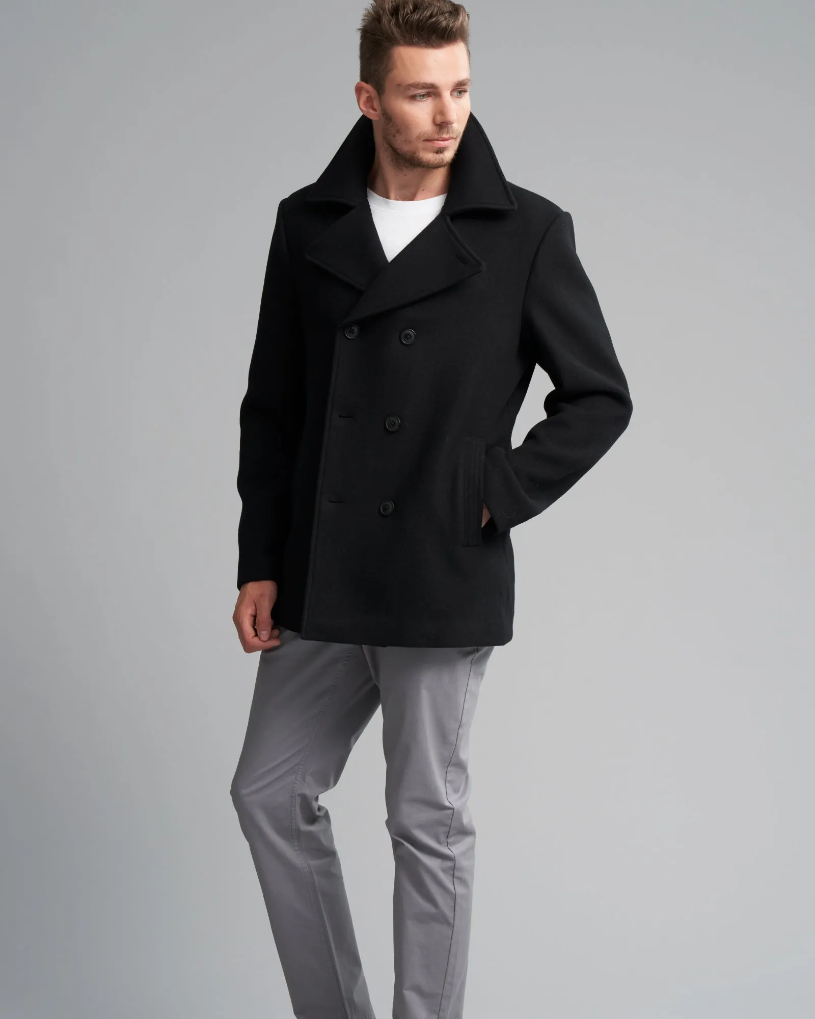 WOOL-BLEND PEA COAT